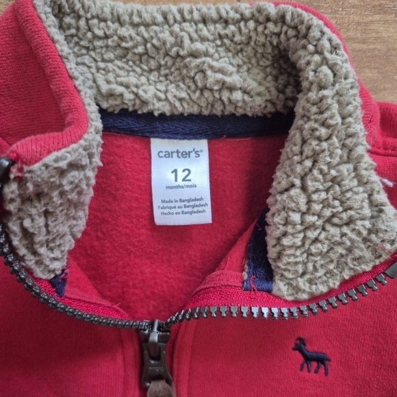 Carter’s Baby Boy Red Half-Zip Pullover – Size 12M - Picture 2 of 3